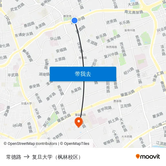 常德路 to 复旦大学（枫林校区） map