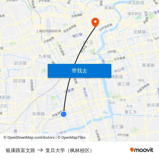 银康路富文路 to 复旦大学（枫林校区） map