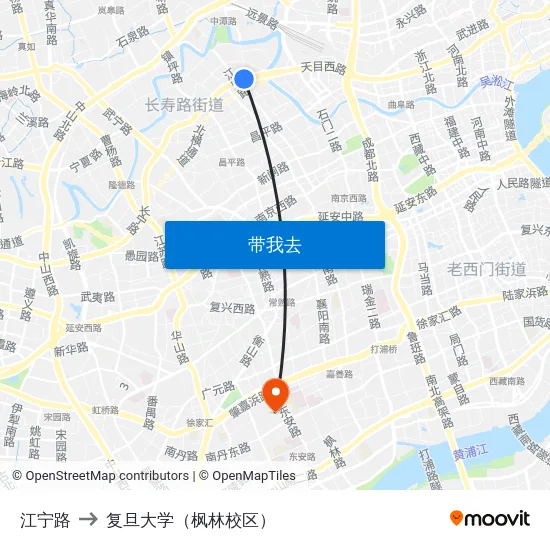 江宁路 to 复旦大学（枫林校区） map