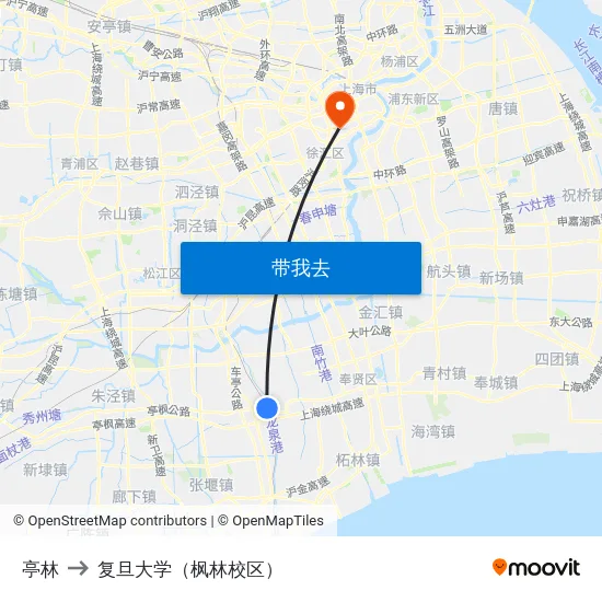 亭林 to 复旦大学（枫林校区） map