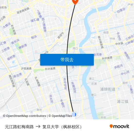 元江路虹梅南路 to 复旦大学（枫林校区） map