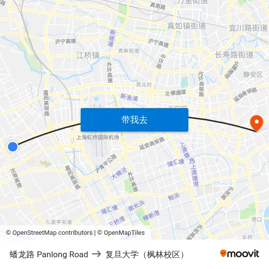 蟠龙路 Panlong Road to 复旦大学（枫林校区） map