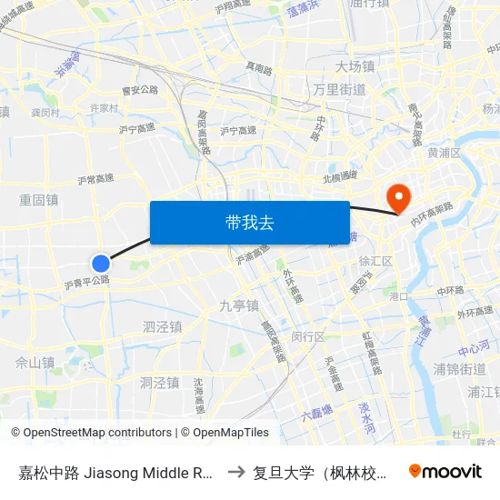 嘉松中路 Jiasong Middle Road to 复旦大学（枫林校区） map