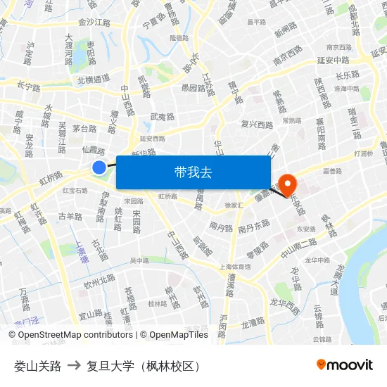 娄山关路 to 复旦大学（枫林校区） map