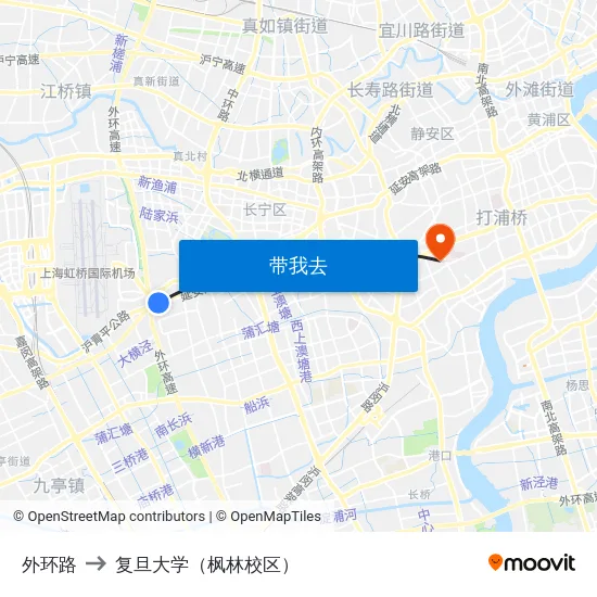 外环路 to 复旦大学（枫林校区） map