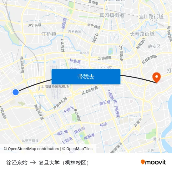 徐泾东站 to 复旦大学（枫林校区） map