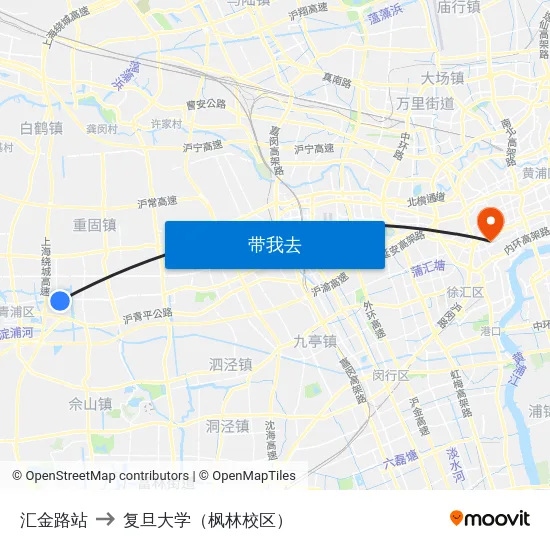 汇金路站 to 复旦大学（枫林校区） map
