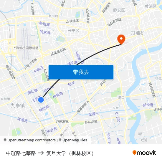 中谊路七莘路 to 复旦大学（枫林校区） map