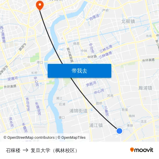 召稼楼 to 复旦大学（枫林校区） map