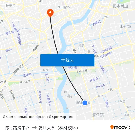 陈行路浦申路 to 复旦大学（枫林校区） map