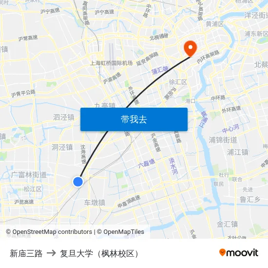 新庙三路 to 复旦大学（枫林校区） map