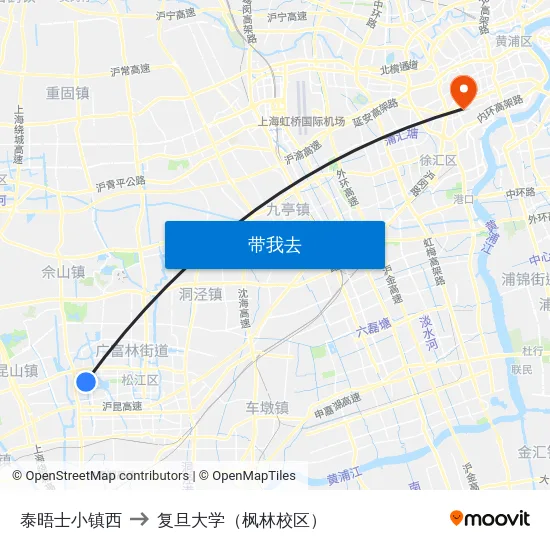泰晤士小镇西 to 复旦大学（枫林校区） map