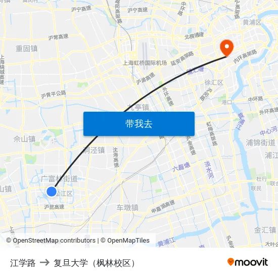 江学路 to 复旦大学（枫林校区） map