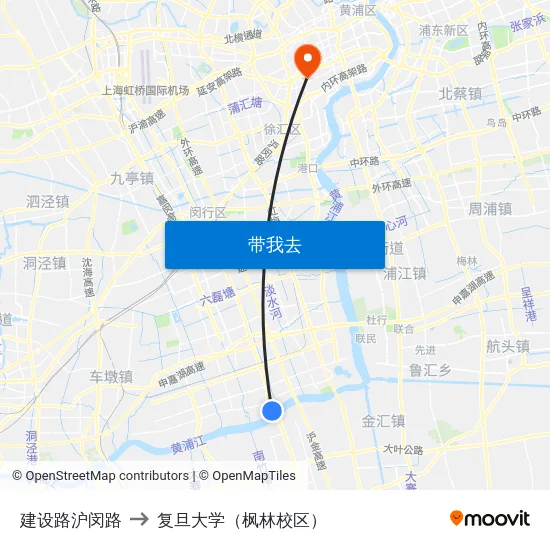 建设路沪闵路 to 复旦大学（枫林校区） map