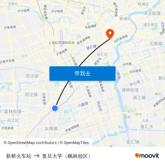 新桥火车站 to 复旦大学（枫林校区） map