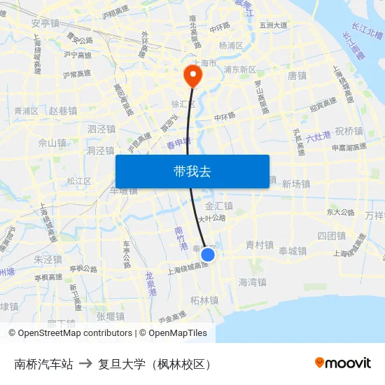 南桥汽车站 to 复旦大学（枫林校区） map