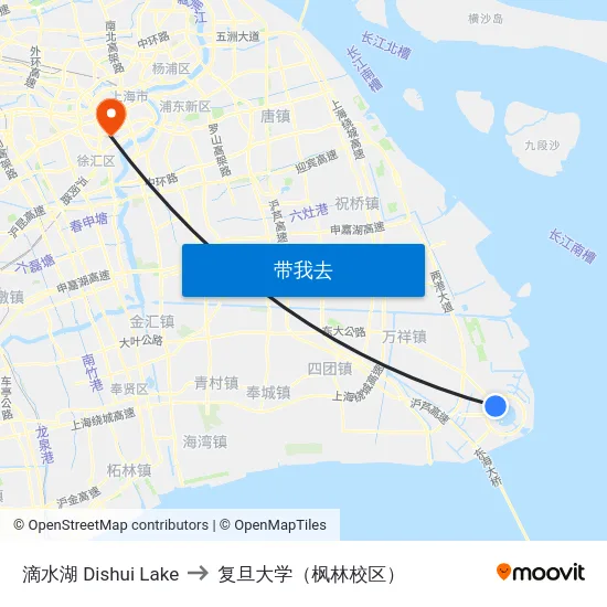 滴水湖 Dishui Lake to 复旦大学（枫林校区） map