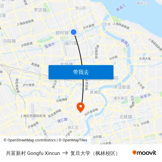 共富新村 Gongfu Xincun to 复旦大学（枫林校区） map