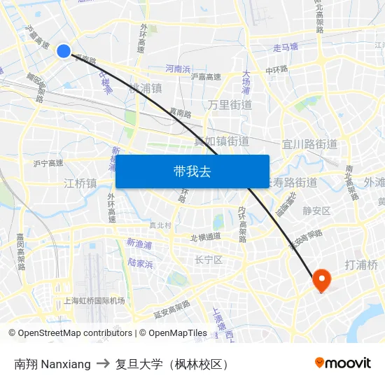 南翔 Nanxiang to 复旦大学（枫林校区） map