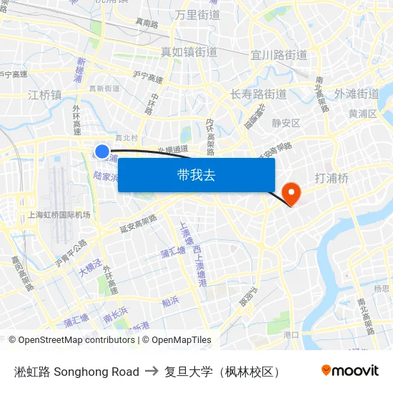 淞虹路 Songhong Road to 复旦大学（枫林校区） map