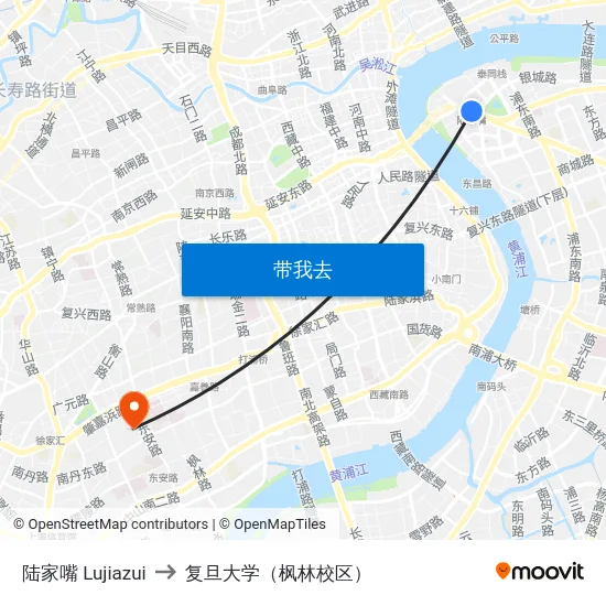 陆家嘴 Lujiazui to 复旦大学（枫林校区） map