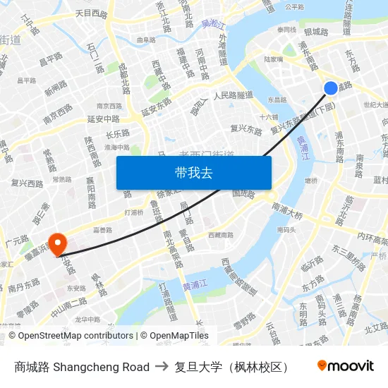 商城路 Shangcheng Road to 复旦大学（枫林校区） map