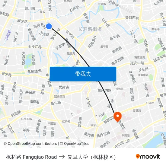 枫桥路 Fengqiao Road to 复旦大学（枫林校区） map