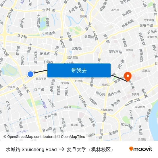 水城路 Shuicheng Road to 复旦大学（枫林校区） map