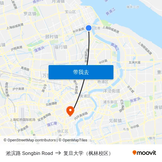 淞滨路 Songbin Road to 复旦大学（枫林校区） map
