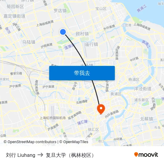 刘行 Liuhang to 复旦大学（枫林校区） map