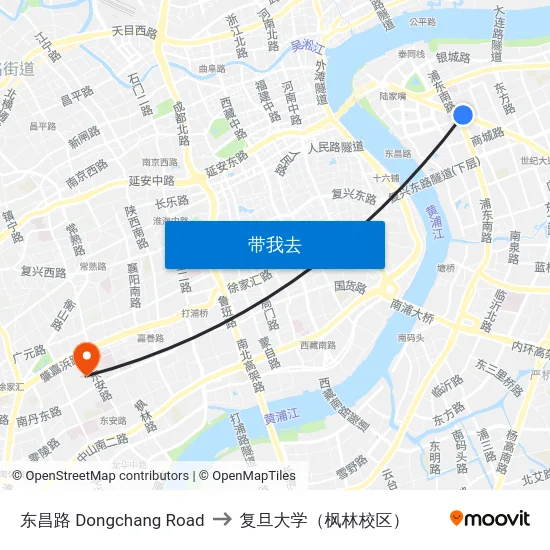 东昌路 Dongchang Road to 复旦大学（枫林校区） map