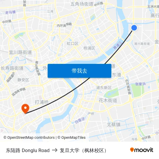东陆路 Donglu Road to 复旦大学（枫林校区） map