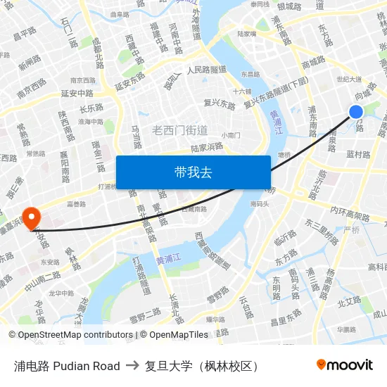 浦电路 Pudian Road to 复旦大学（枫林校区） map