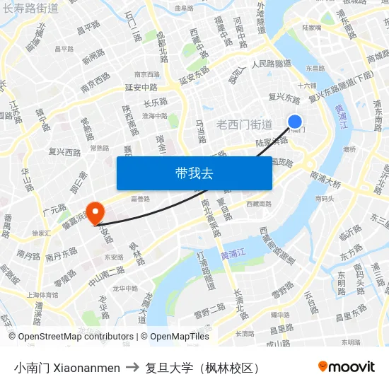 小南门 Xiaonanmen to 复旦大学（枫林校区） map