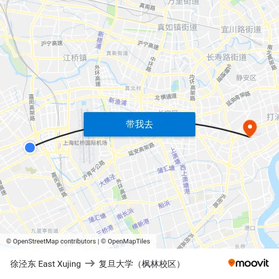 徐泾东 East Xujing to 复旦大学（枫林校区） map