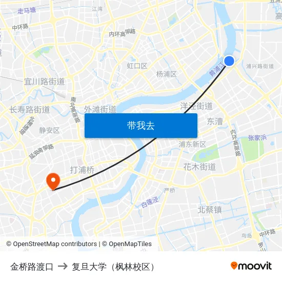 金桥路渡口 to 复旦大学（枫林校区） map