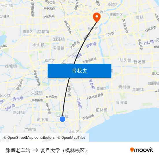 张堰老车站 to 复旦大学（枫林校区） map