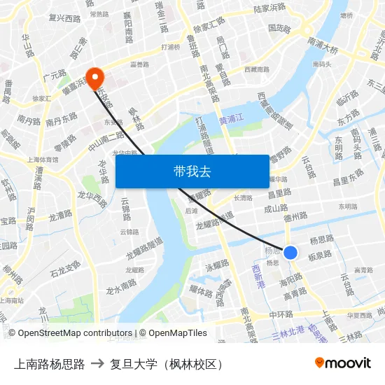 上南路杨思路 to 复旦大学（枫林校区） map