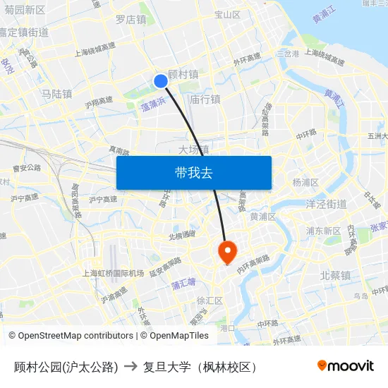 顾村公园(沪太公路) to 复旦大学（枫林校区） map