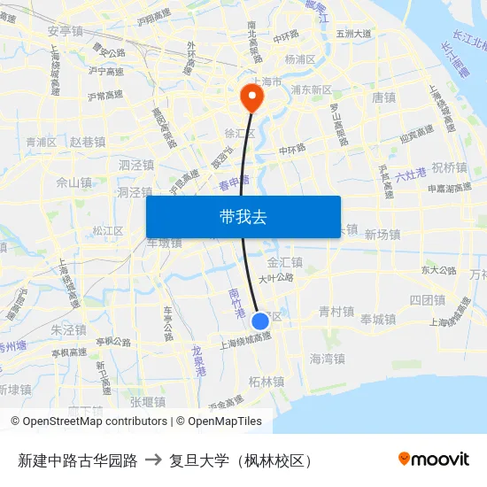 新建中路古华园路 to 复旦大学（枫林校区） map