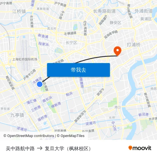 吴中路航中路 to 复旦大学（枫林校区） map