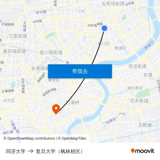 同济大学 to 复旦大学（枫林校区） map