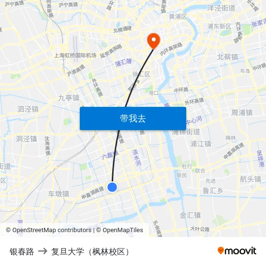 银春路 to 复旦大学（枫林校区） map