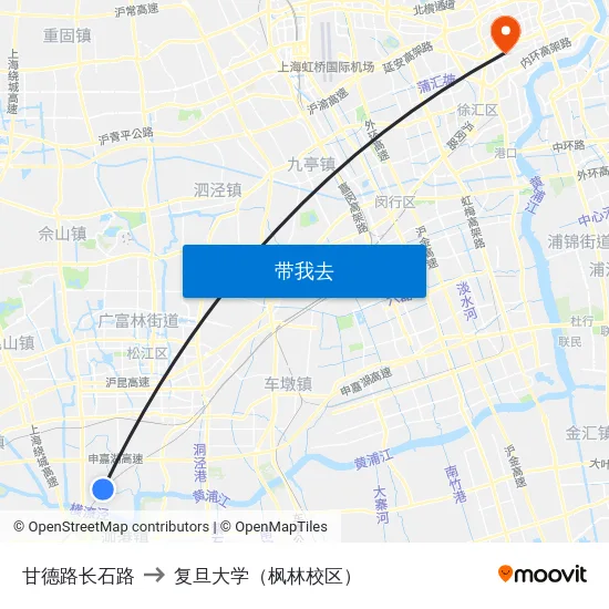 甘德路长石路 to 复旦大学（枫林校区） map