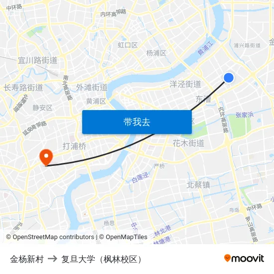 金杨新村 to 复旦大学（枫林校区） map