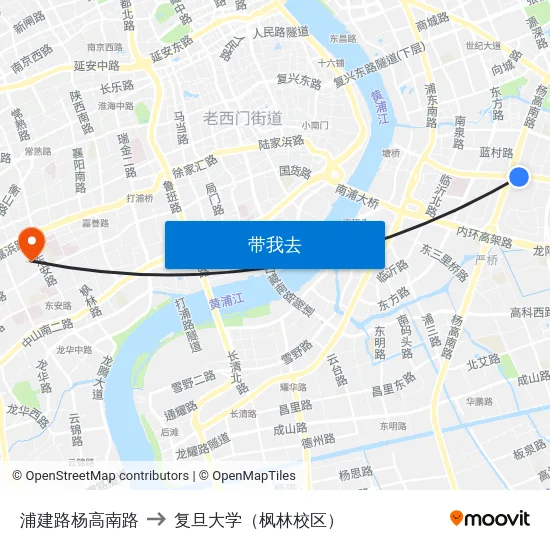 浦建路杨高南路 to 复旦大学（枫林校区） map