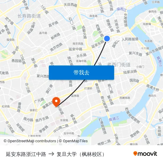 延安东路浙江中路 to 复旦大学（枫林校区） map