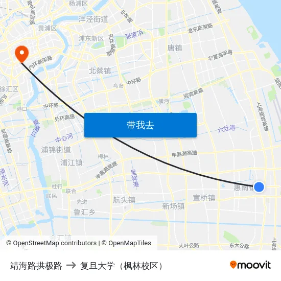 靖海路拱极路 to 复旦大学（枫林校区） map