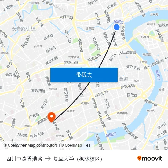 四川中路香港路 to 复旦大学（枫林校区） map