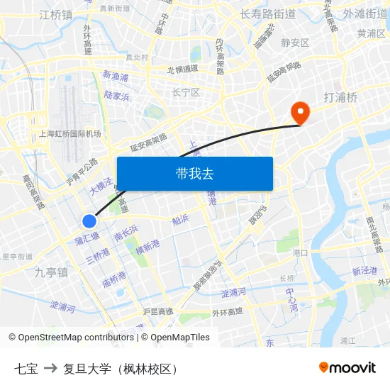 七宝 to 复旦大学（枫林校区） map